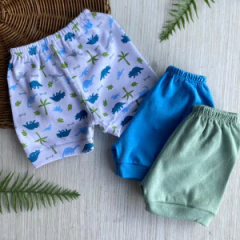 kit com 3 short (P) dinossauros;azul;verde suedine MIMOS BABY - comprar online