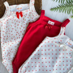 kit com 3 body alcinha (G) coracao;vermelho;branco suedine - comprar online