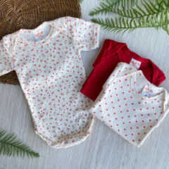 kit com 3 body m/c (G) coracao;vermelho;branco suedine MIMOS BABY - comprar online