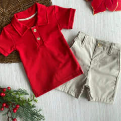 conj masc gola polo (P) vermelho 0261 ANDA JA