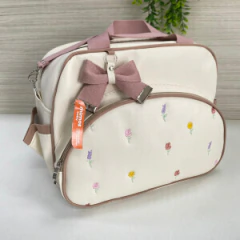Kit bolsa 2pc Flores (nude) laco - Mimos Baby