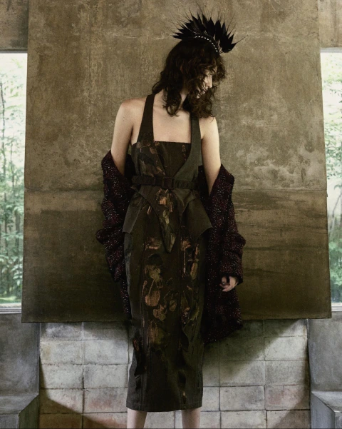 VESTIDO LENNOA MIDI JACQUARD CAFE