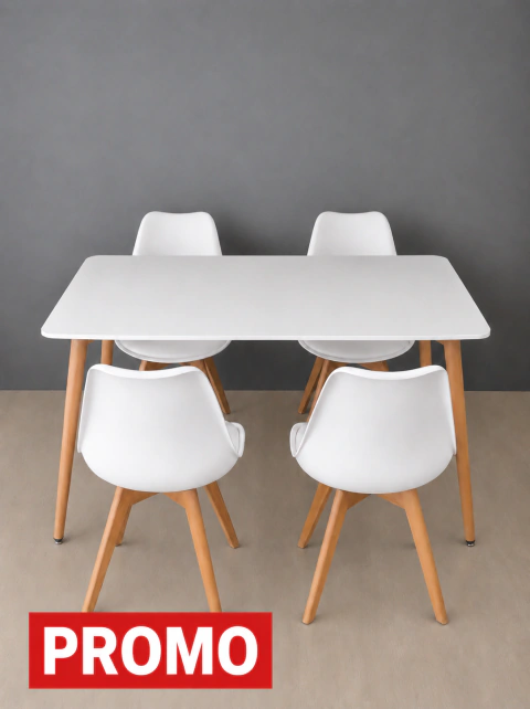 Mesa Eames 120*80*74 + Sillas De Comedor Tulip X4 Unidades