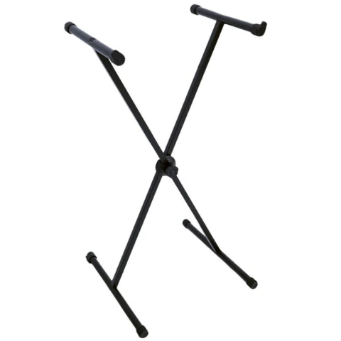Suporte para teclado musical modelo 2020D em estrutura metálica preta com formato em X e pés com borracha antiderrapante