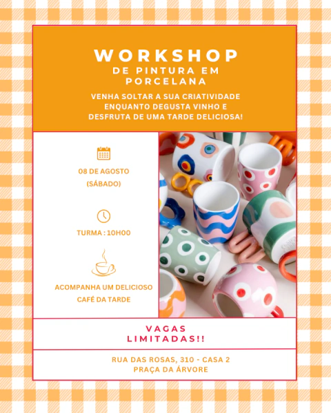 08/08 - Workshop Pintura em caneca de porcelana - UNIDADE PRAÇA DA ÁRVORE
