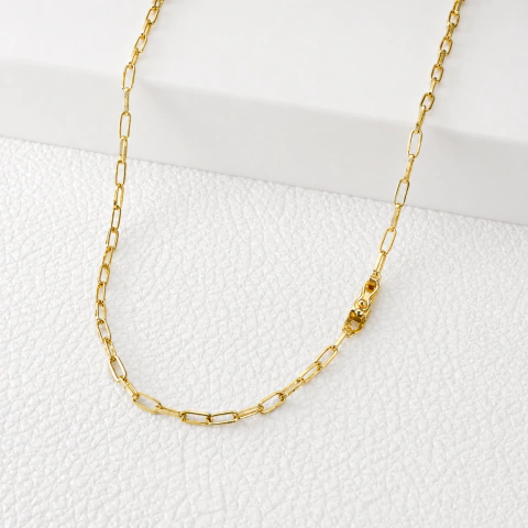 CORRENTE CARTIER ARREDONDADA (3,5MM) FECHO GAVETA - BANHADO A OURO PREMIUM