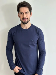 Camiseta Acostamento Manga Longa Azul Marinho