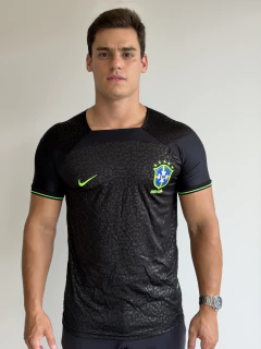 Camiseta Nacional Brasil Preta/ Verde Thic