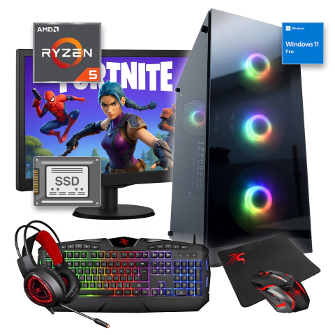 PC AMD RYZEN 5 8500G 16GB SSD 960GB WIN 11 MONITOR 19" RGB TECLADO/MOUSE/PAD/AURICULARES