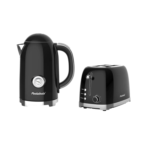 COMBO DESAYUNO VINTAGE CUCINA PASTALINTA TOSTADORA Y PAVA ELECTRICA NEGRO