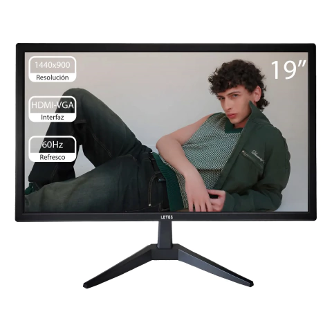 MONITOR 19" LETOS LED HD 1600X900P HDMI/VGA NEGRO S/E