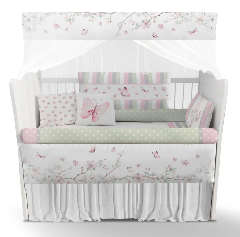 Kit Berço Floral Delicado com Borboletas – Enxoval Completo