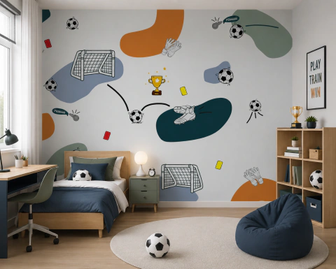 Papel de Parede Infantil Futebol Kids Esportivo Aquarela - comprar online