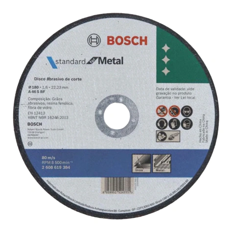 Disco de Corte Bosch Standard for Metal 180x1,6mm Reto Bosch