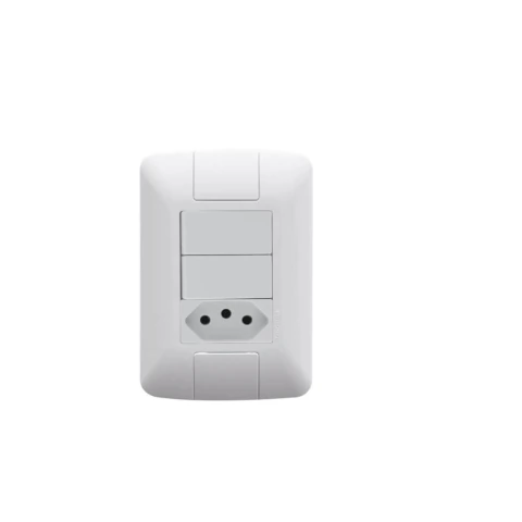Conjunto 4x2 com 2 Interruptores Simples 6 A 250 V e 1 Tomada 2P+T 10 A 250 V Tramontina