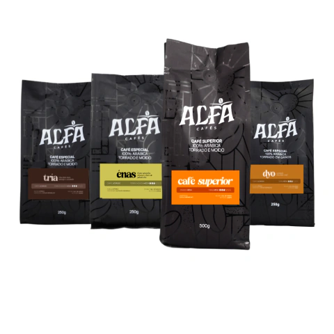 Kit Completo Alfa – 3 Cafés Especiais moídos 250g + 1 Superior 500g moído
