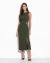 Vestido Glenda Em Alfaiataria Lisa Verde Militar