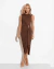 Vestido Rumana Midi Em Malha Marrom - comprar online