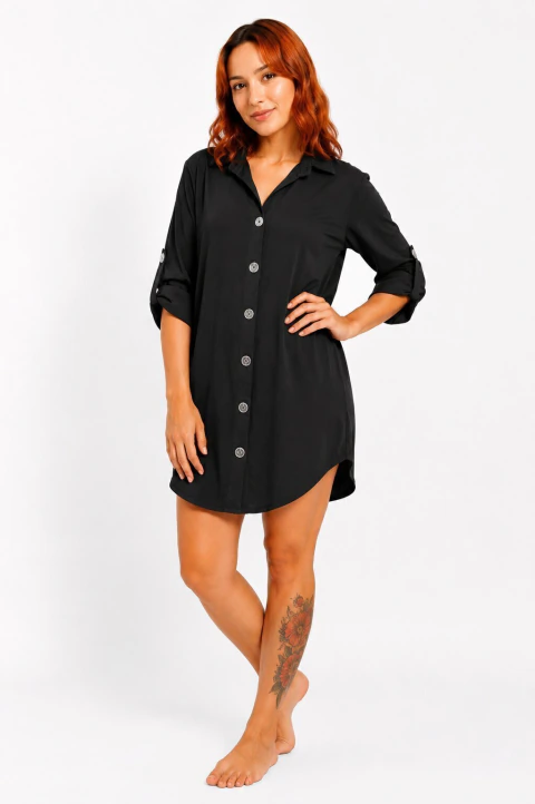 Blusão UV Feminino Liso Preto