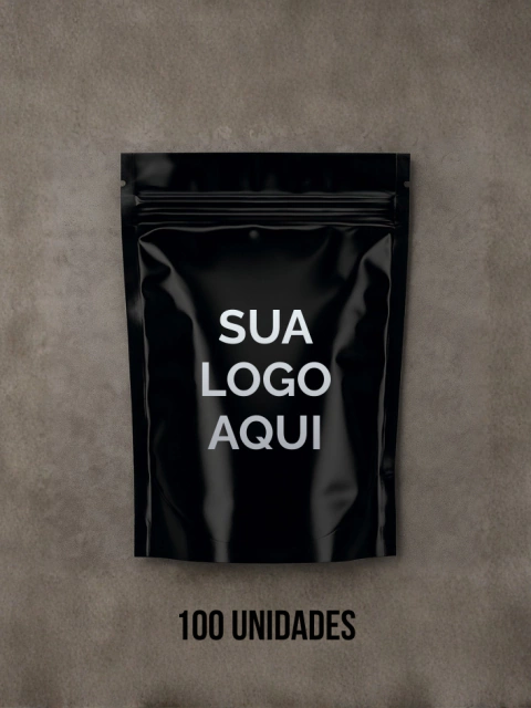SACO STAND UP POUCH PRETO METAL PERSONALIZADO 100UN - comprar online
