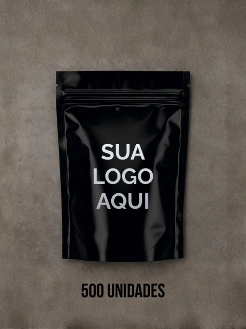 SACO STAND UP POUCH PRETO METAL PERSONALIZADO 500UN - comprar online