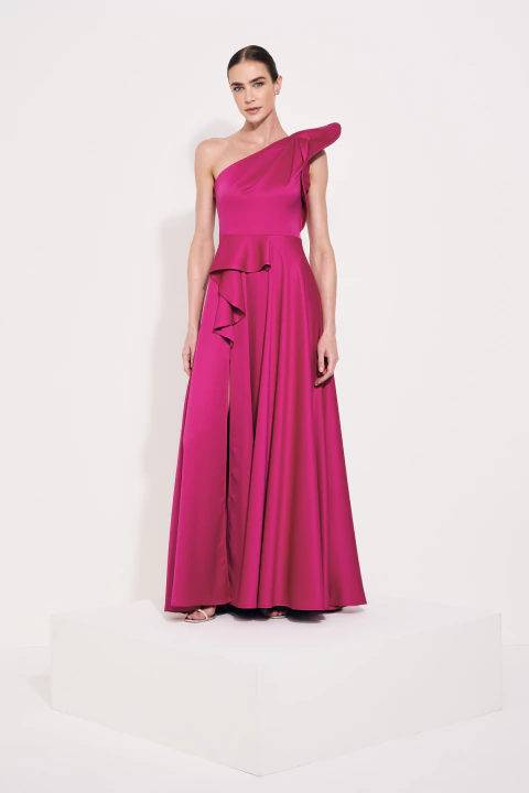 Vestido Godê Babados Sam Fucsia
