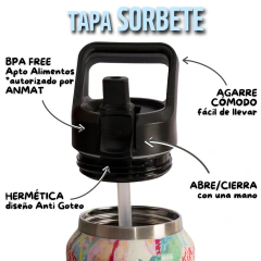 Botella 1 lt. Arte Emilia Can "Flor Azul" - tienda online