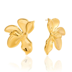 Brinco Flor Dourada Elegance Banhado a Ouro 18k