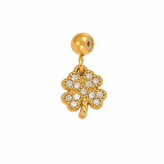 Pingente Trevo de Quatro Folhas com Zircônias Banhado a Ouro 18k