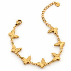 Pulseira Infantil Borboletas Dourada Banhada a Ouro 18k