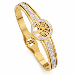 Bracelete Árvore da Vida com Zircônias Banhado a Ouro 18k