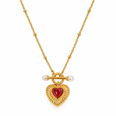 Colar Coração Pérolas Banhado a Ouro 18k