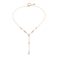 Colar Dourado Gravatinha com Pontos de Luz Banhado a Ouro 18k