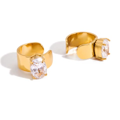 Ear Cuff Pedra Oval Maxi Zircônia Banhado a Ouro 18k