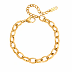 Pulseira de Elos Ovalados Banhado a Ouro 18k