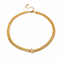 Choker Dourado com Detalhe Central Banhado a Ouro 18k