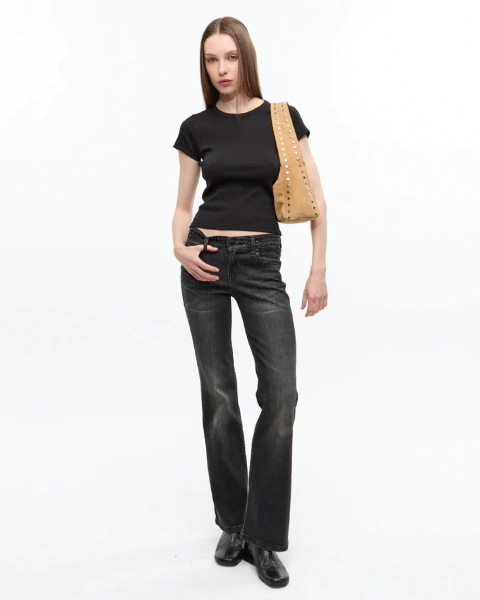M Bootcut Low Black Studs