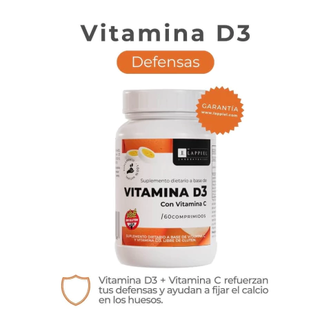 Vitamina D3 + C / Sistema Inmunologico Reforzado! / 60 Comrpimidos