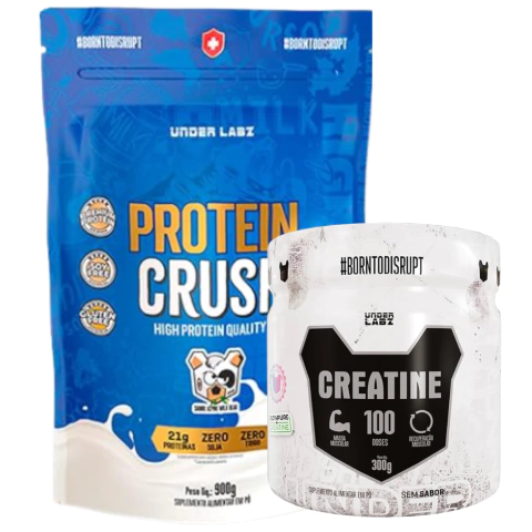 KIT PROTEIN CRUSH REFIL 900G SABORES + CREATINA 300G 100% PURA UNDERLABZ