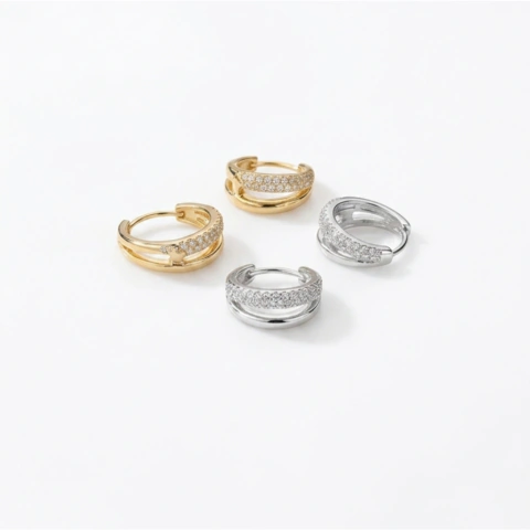 Aro doble linea enchapado en (oro y enchapado en plata)