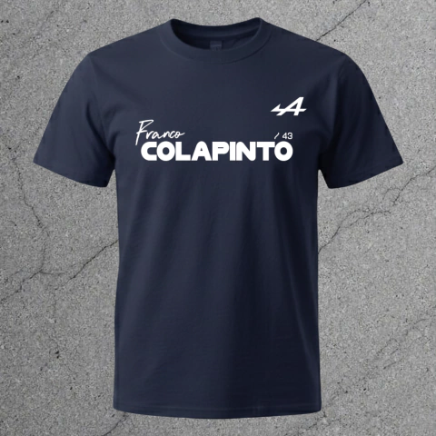 Remera Franco Colapinto Alpine Formula F1 Azul Nombre y Apellido