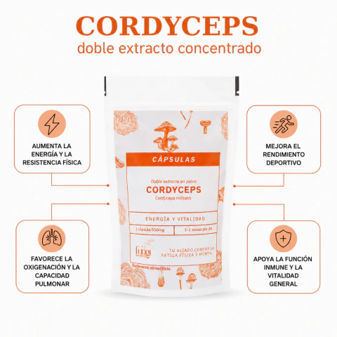 Cordyceps doble extracto en cápsulas- Energía y Rendimiento