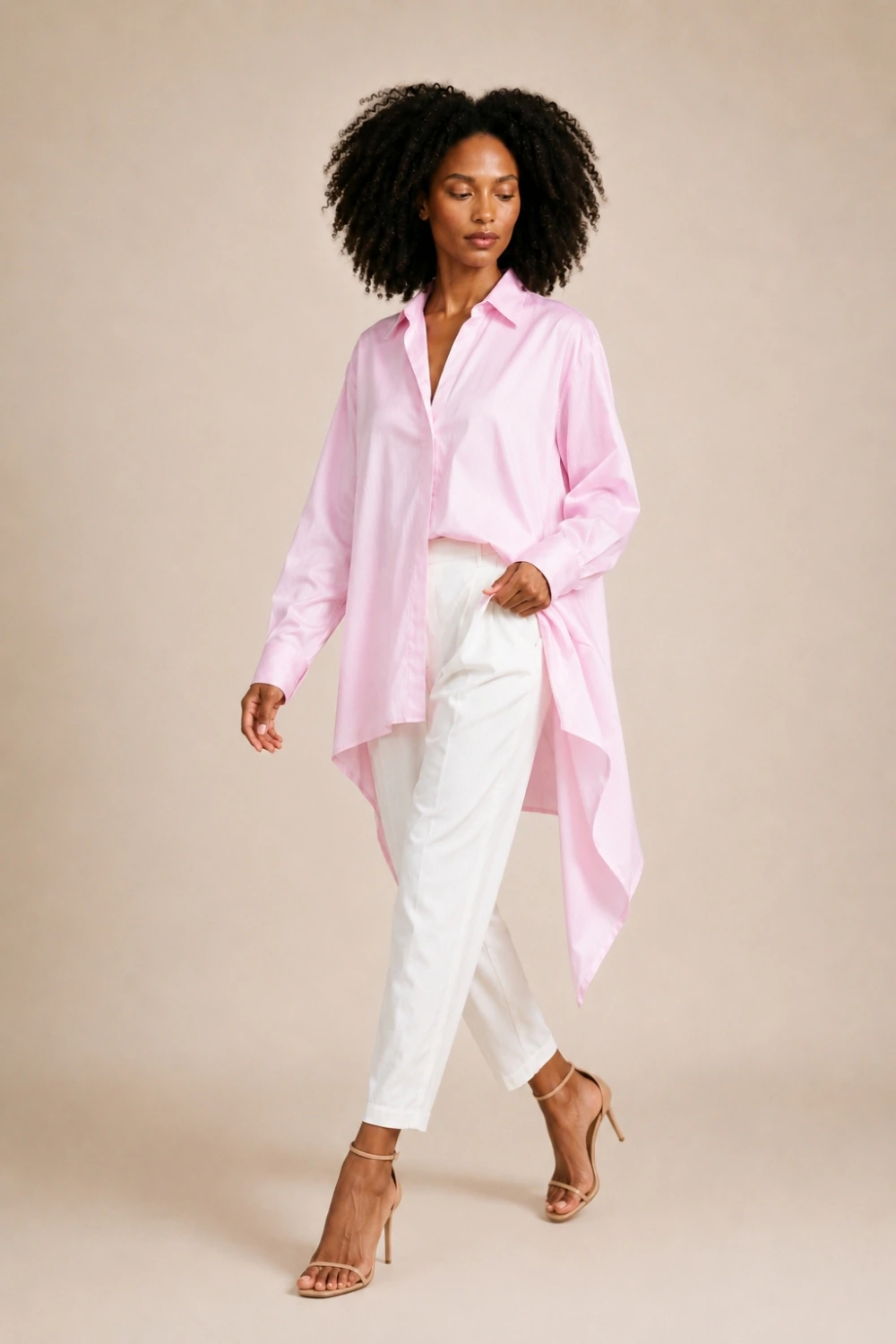 Camisa com pontas longas Ritmi Studio na cor rosa
