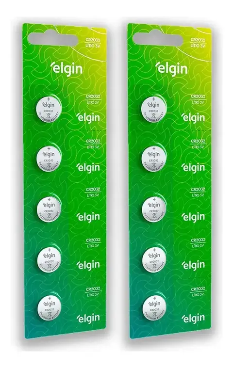 Bateria Elgin Cr2032 3v Cartela Blister 10 unidades