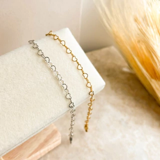Pulseira elo corações em aço inoxidável