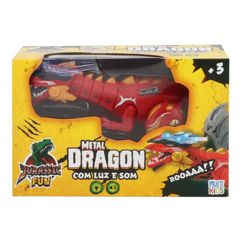 Dragão Robo Metal Com Luz Som E Anda Jurassic Fun Multikids