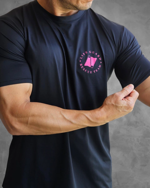 Camiseta Dry-Fit unissex preta e rosa - Rescue - comprar online