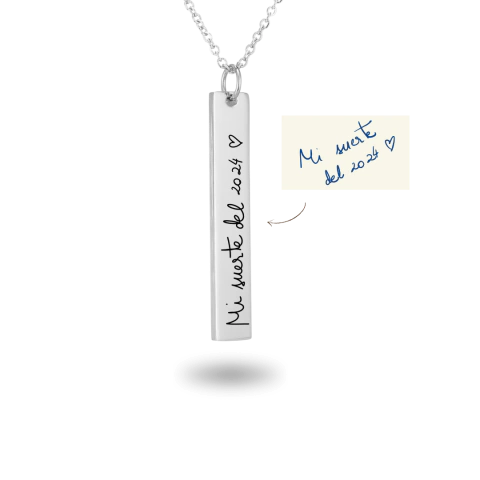 Colar Placa M Escrita Personalizada Prata