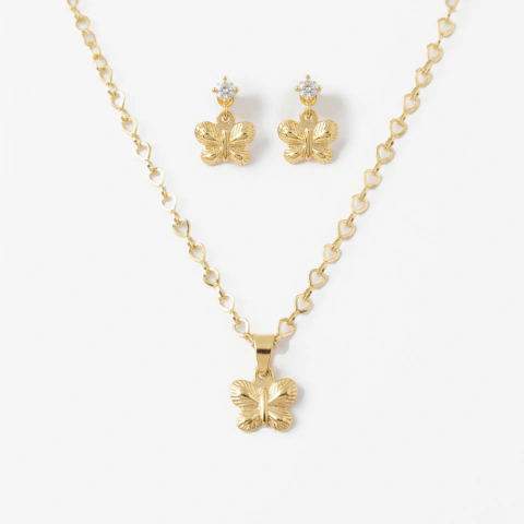 Conjunto Borboleta Ponto de Zircônia