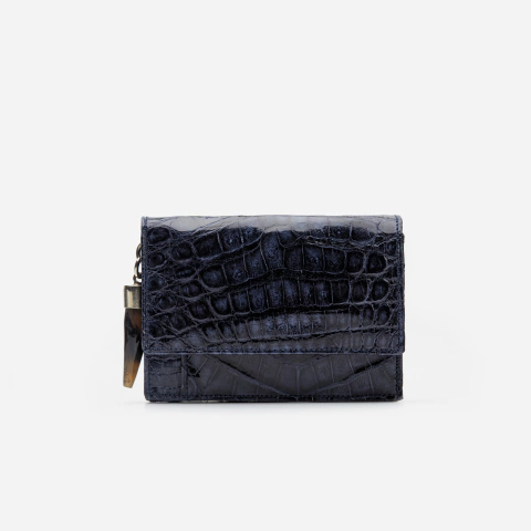 Mini Wallet Vicky Yacaré Azul Marino